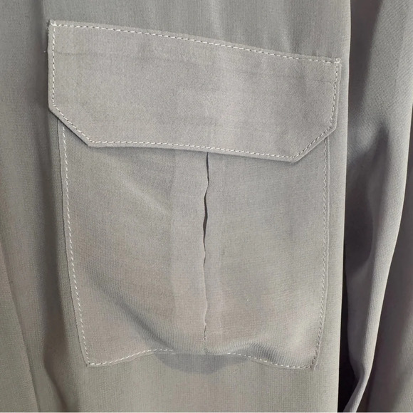 Silence + Noise Lilac High Low Sheer Utility Split Hem Button  Up Blouse Sz L - Picture 7 of 16